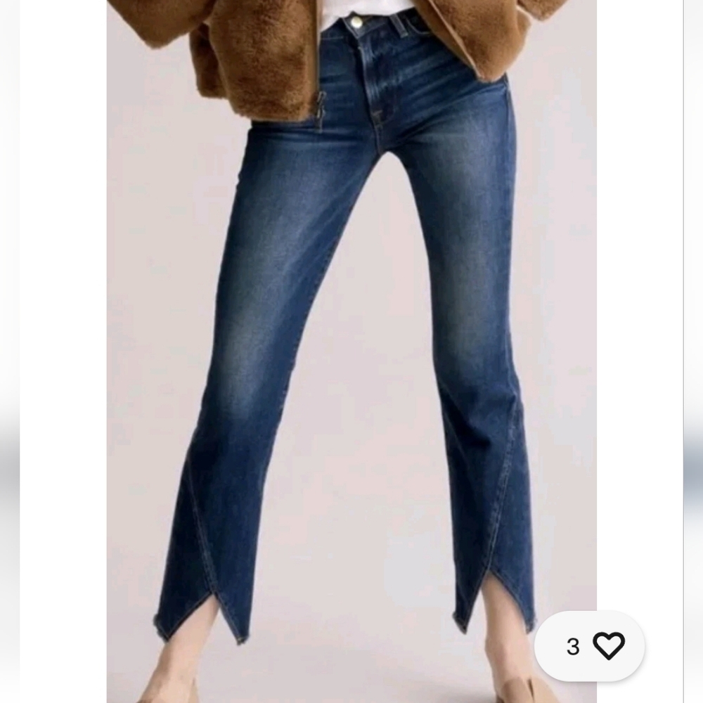 FRAME Le High Straight Leg Asymmetrical Hem Jeans in Seascape